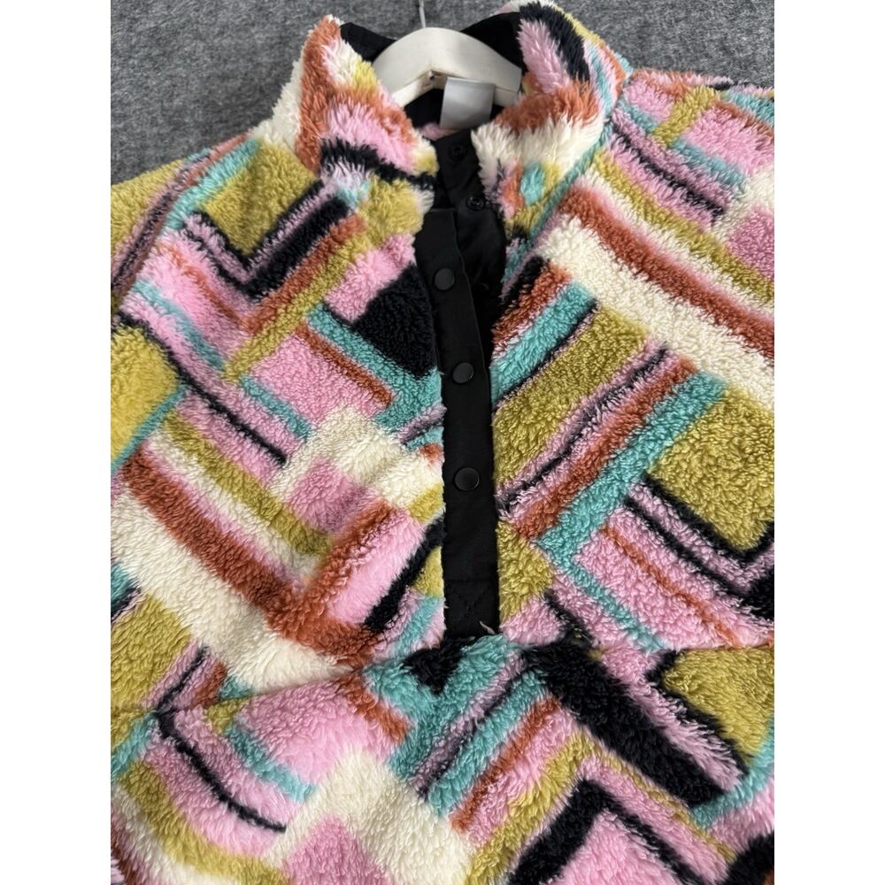 Hurley Sweater Womens XL Pink Color Block Half Snap Pullover Plush N260 - Picture 3 of 12